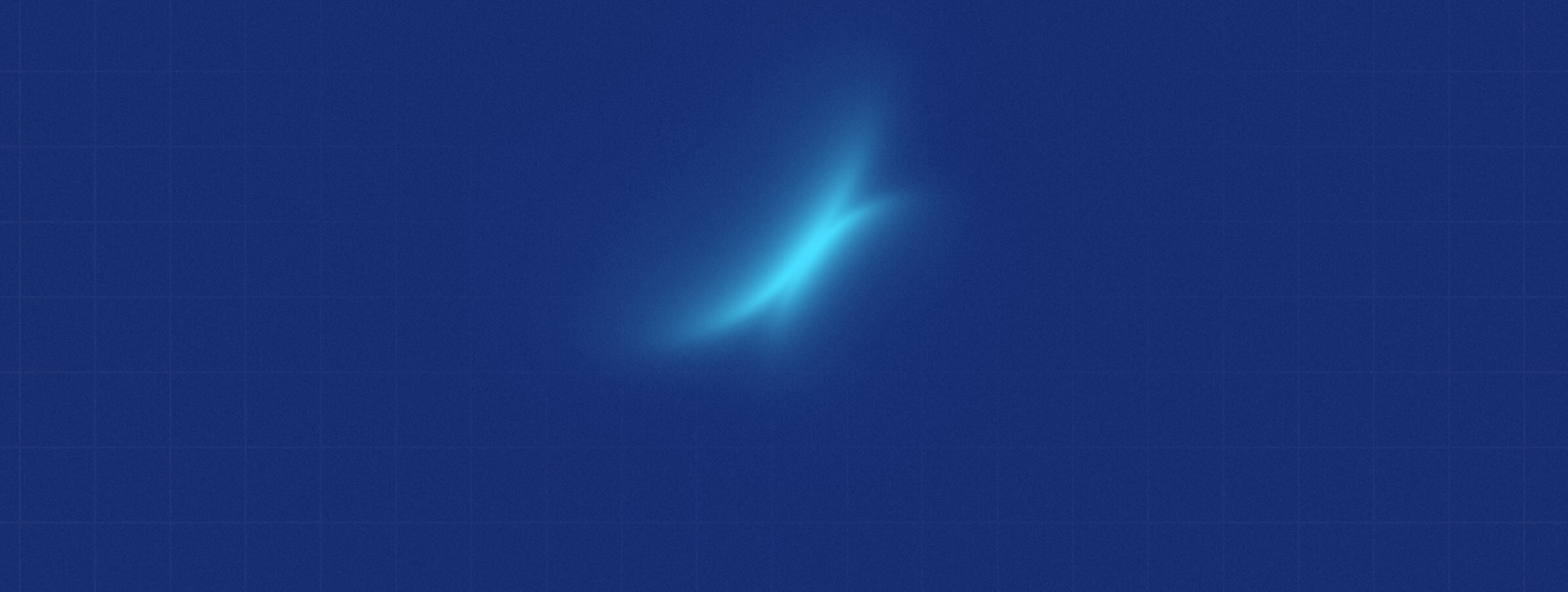 A soft, glowing blue streak with a misty aura appears on a dark blue, grid-patterned background.